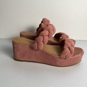 Rebecca Minkoff Sz 8 Pink Suede Braided Strap Platform Sandals Party Y2K Style